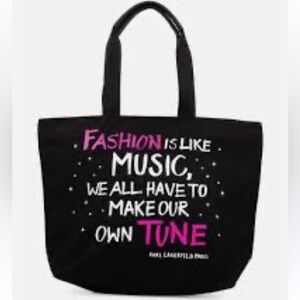 Large Black Pink White Karl Lagerfeld Paris Tote NWT Kristen Bag Make Your Tune